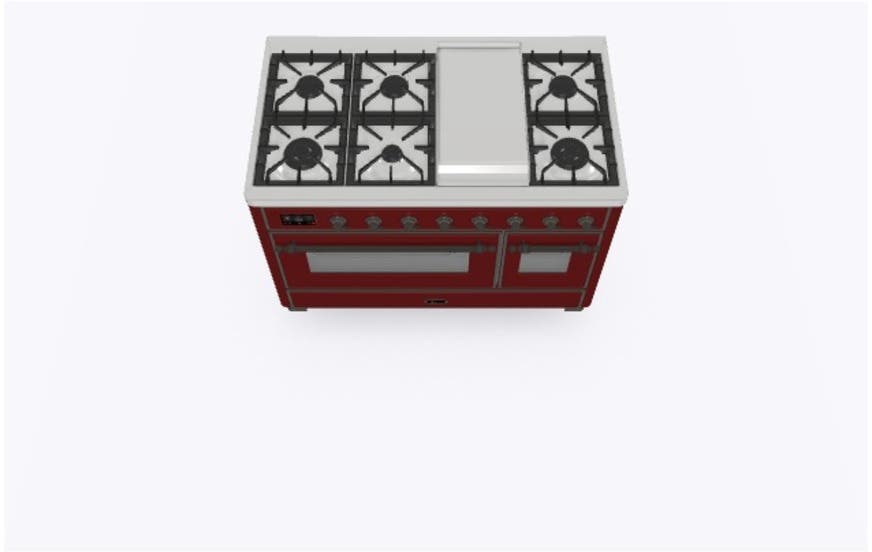 Ilve UM12FDNS3BUBLP Liquid Propane In Burgundy W/ Bronze Trim