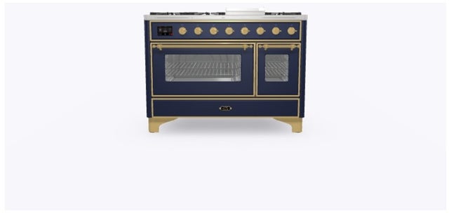 Ilve UM12FDNS3MBG 48 Inch Freestanding Dual Fuel Range with 8 Sealed...