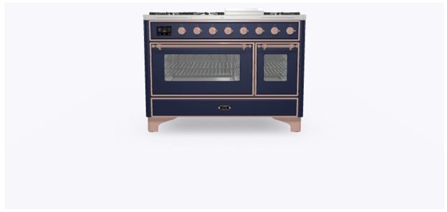 Ilve UM12FDNS3MBPLP 48 Inch Freestanding Dual Fuel Range with 8 Sealed...