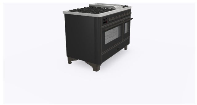 Ilve UM12FDNS3MGB 48 Inch Freestanding Dual Fuel Range with 8 Sealed...