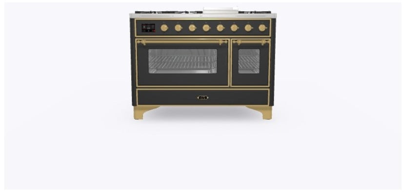 Ilve UM12FDNS3MGGLP 48 Inch Freestanding Dual Fuel Range with 8 Sealed...