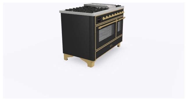 Ilve UM12FDNS3MGGLP 48 Inch Freestanding Dual Fuel Range with 8 Sealed...