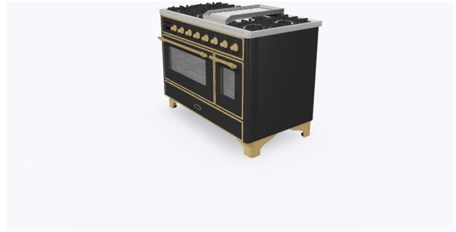 Ilve UM12FDNS3MGGLP 48 Inch Freestanding Dual Fuel Range with 8 Sealed...