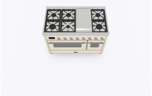 Ilve UM12FDNS3AWC 48 Inch Freestanding Dual Fuel Range with 8 Sealed...