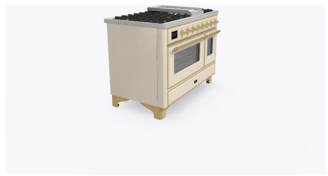 Ilve UM12FDNS3AWGLP 48 Inch Freestanding Dual Fuel Range with 8 Sealed...