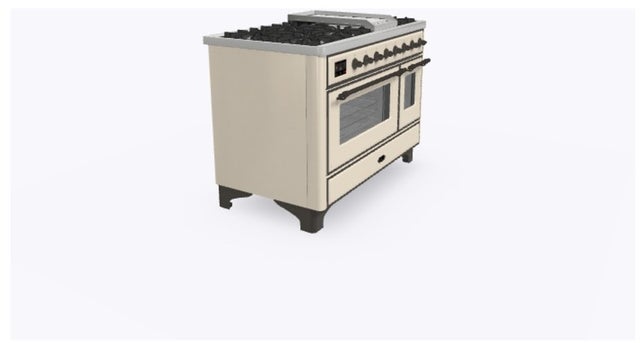 Ilve UM12FDNS3AWBLP 48 Inch Freestanding Dual Fuel Range with 8 Sealed...