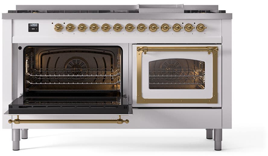Ilve UN60FNMPWHG White With Brass Knobs, Natural Gas
