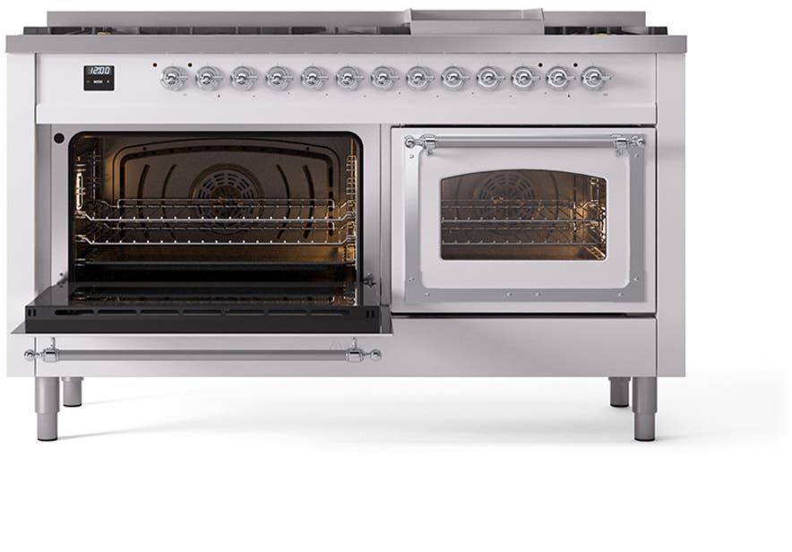 Ilve UN60FNMPWHCLP White With Chrome Knobs, Liquid Propane