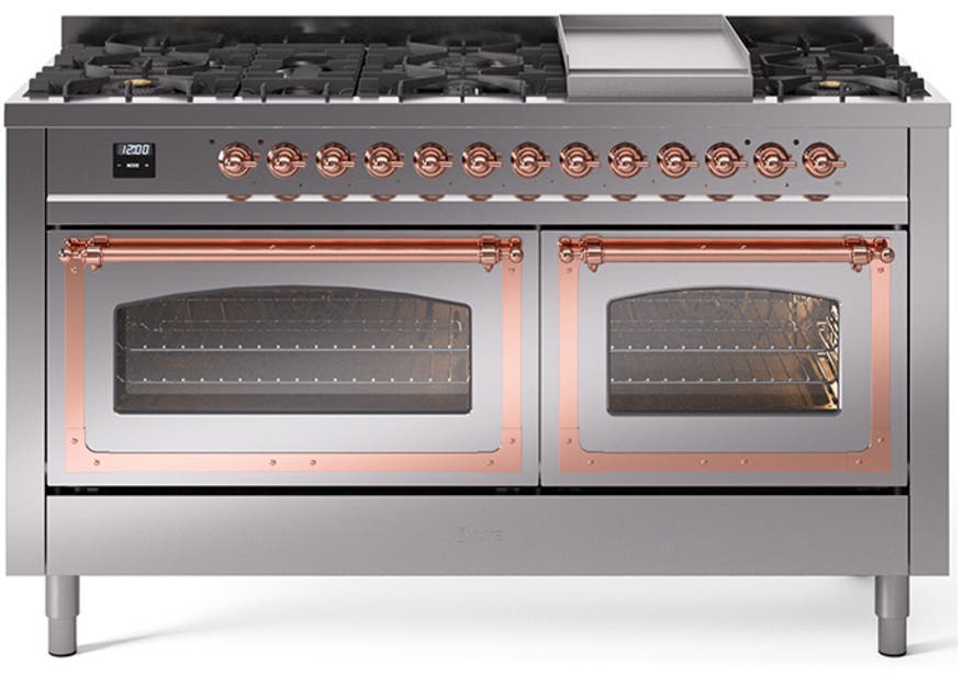 Ilve UN60FNMPSSPLP Stainless Steel With Copper Knobs, Liquid Propane