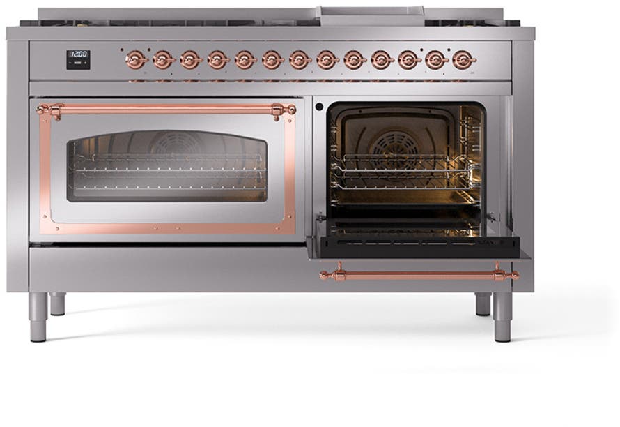 Ilve UN60FNMPSSP Stainless Steel With Copper Knobs, Natural Gas