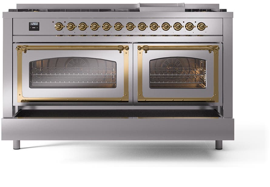 Ilve UN60FNMPSSGLP Stainless Steel With Brass Knobs, Liquid Propane