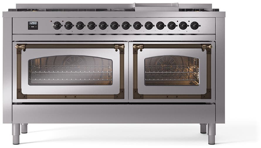 Ilve UN60FNMPSSBLP Stainless Steel With Bronze Knobs, Liquid Propane
