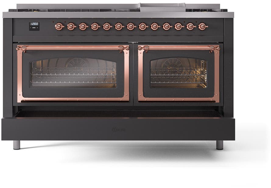 Ilve UN60FNMPMGPLP Graphite Matte With Copper Knobs, Liquid Propane