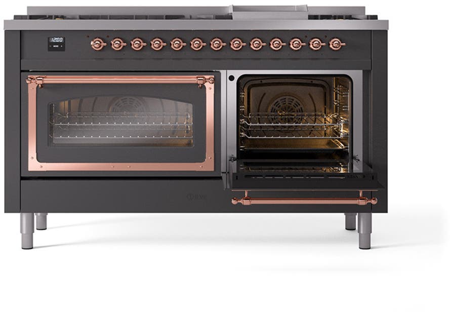 Ilve UN60FNMPMGP Graphite Matte With Copper Knobs, Natural Gas