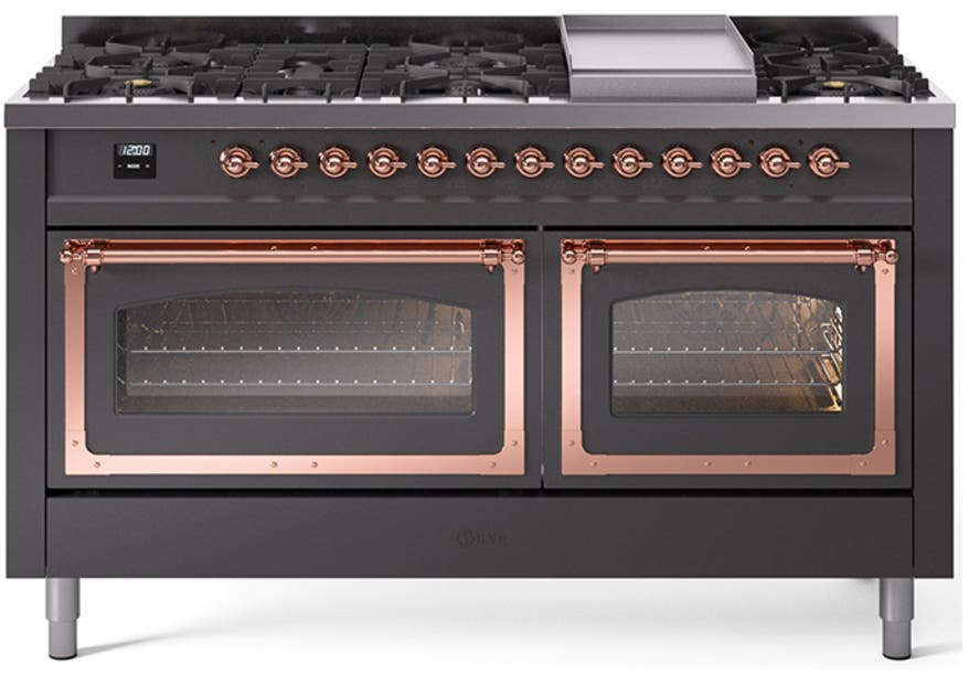 Ilve UN60FNMPMGP Graphite Matte With Copper Knobs, Natural Gas