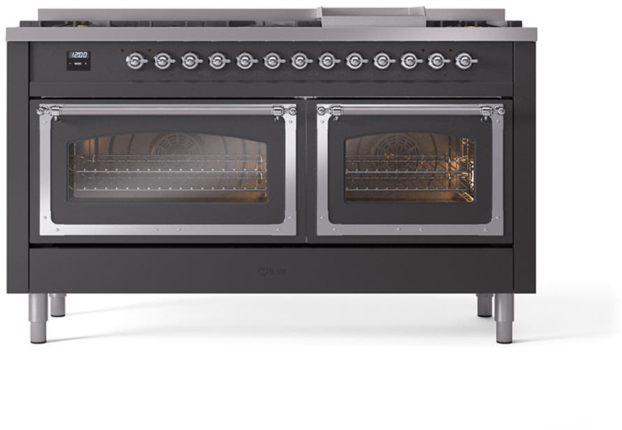 Ilve UN60FNMPMGCLP Graphite Matte With Chrome Knobs, Liquid Propane