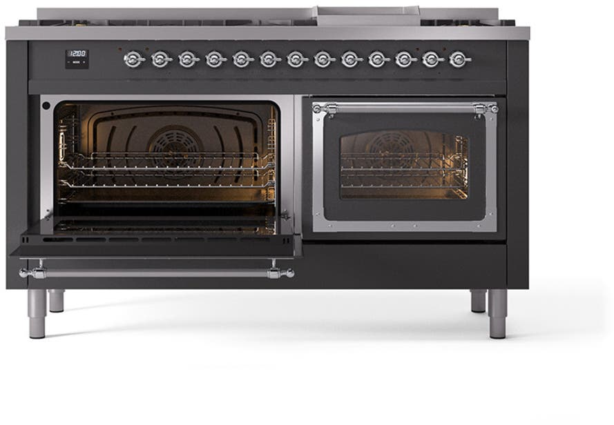 Ilve UN60FNMPMGCLP Graphite Matte With Chrome Knobs, Liquid Propane