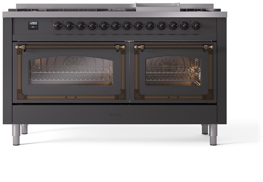 Ilve UN60FNMPMGB Graphite Matte With Bronze Knobs, Natural Gas