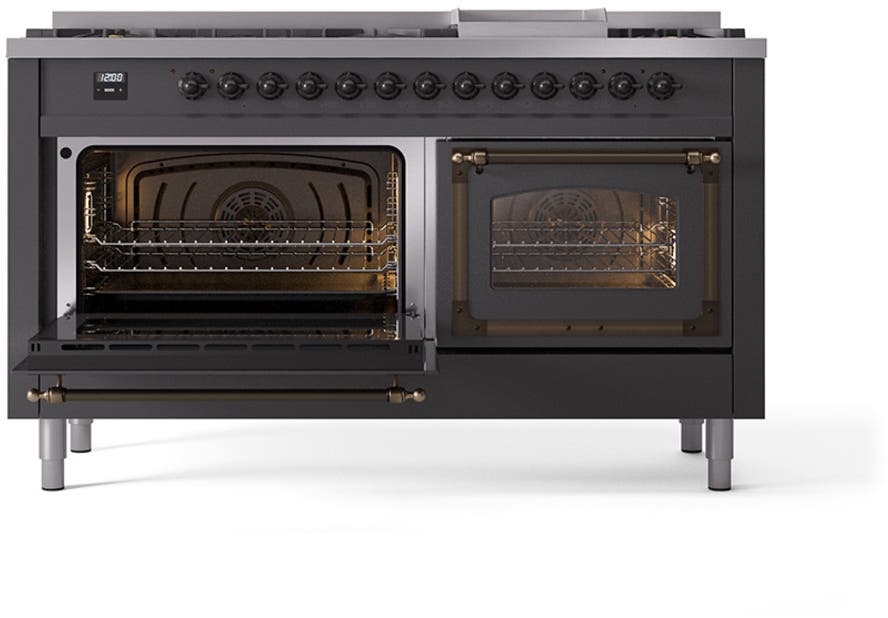 Ilve UN60FNMPMGB Graphite Matte With Bronze Knobs, Natural Gas
