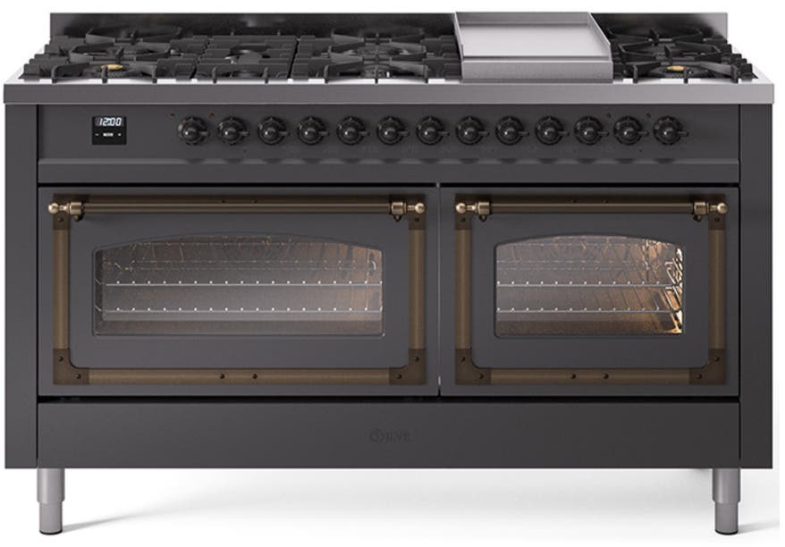 Ilve UN60FNMPMGB Graphite Matte With Bronze Knobs, Natural Gas