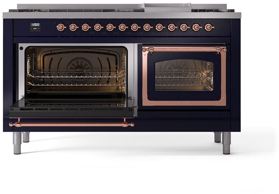 Ilve UN60FNMPMBPLP Midnight Blue With Copper Knobs, Liquid Propane