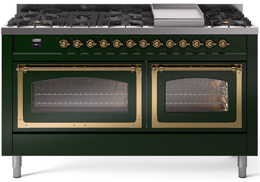 Ilve UN60FNMPEGG Emerald Green With Brass Knobs, Natural Gas