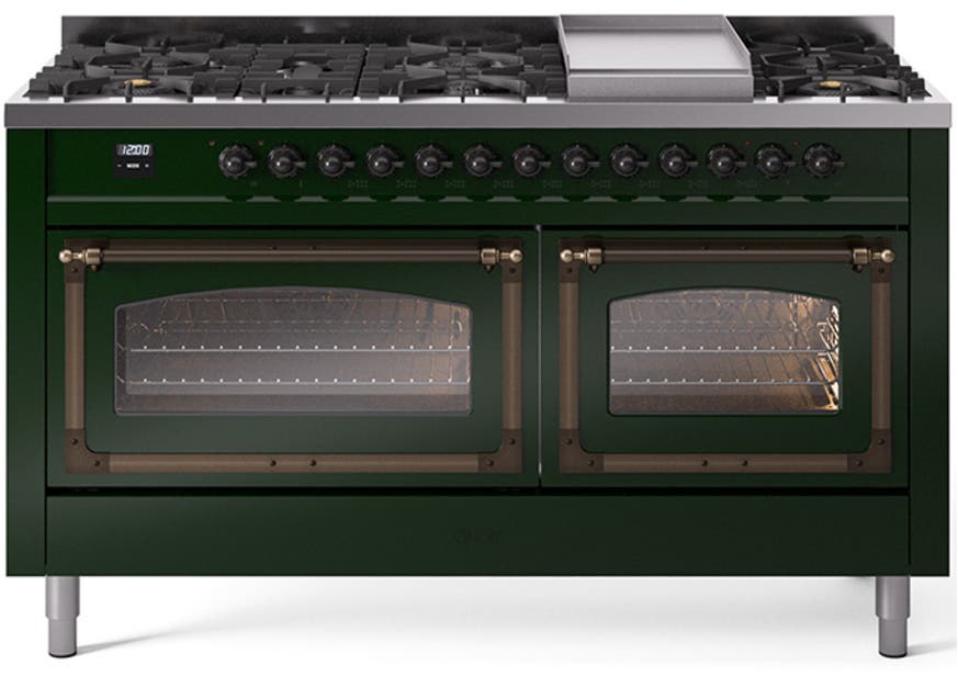 Ilve UN60FNMPEGB Emerald Green With Bronze Knobs, Natural Gas
