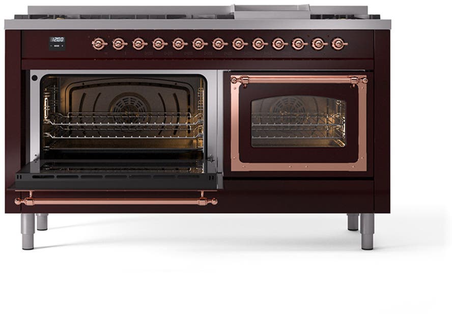 Ilve UN60FNMPBUPLP Burgundy With Copper Knobs, Liquid Propane