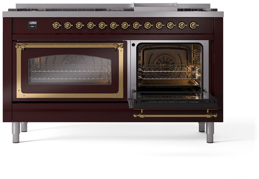 Ilve UN60FNMPBUG Burgundy With Brass Knobs, Natural Gas