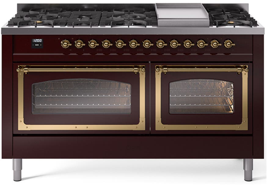 Ilve UN60FNMPBUG Burgundy With Brass Knobs, Natural Gas