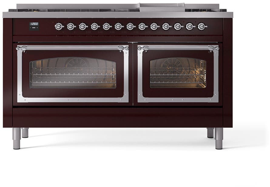 Ilve UN60FNMPBUCLP Burgundy With Chrome Knobs, Liquid Propane