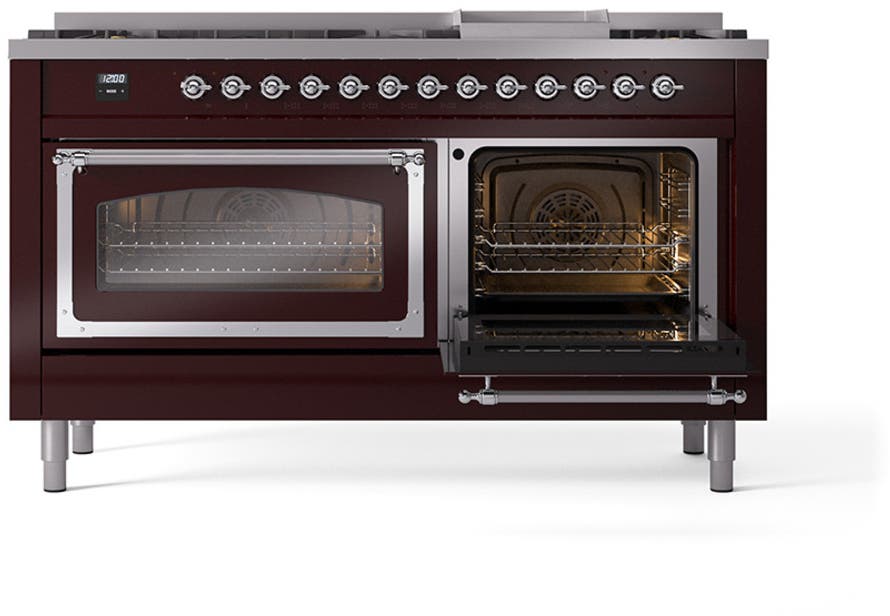 Ilve UN60FNMPBUC Burgundy With Chrome Knobs, Natural Gas