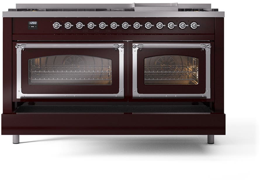 Ilve UN60FNMPBUC Burgundy With Chrome Knobs, Natural Gas
