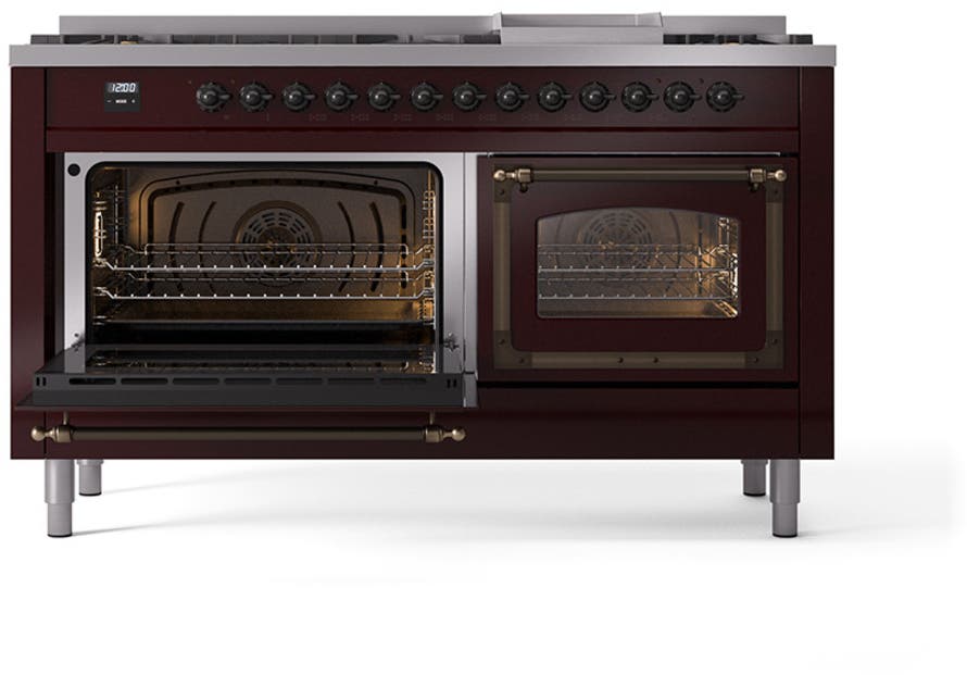 Ilve UN60FNMPBUBLP Burgundy With Bronze Knobs, Liquid Propane