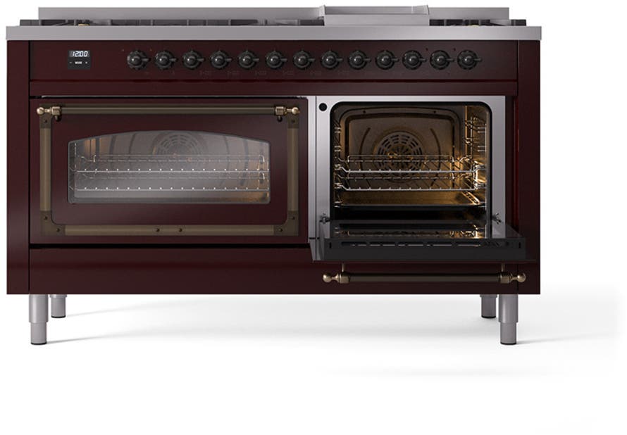 Ilve UN60FNMPBUBLP Burgundy With Bronze Knobs, Liquid Propane