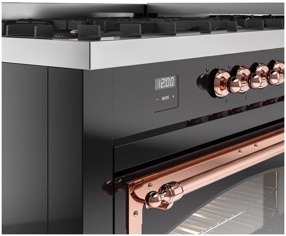 Ilve UN60FNMPBKPLP Glossy Black With Copper Knobs, Liquid Propane