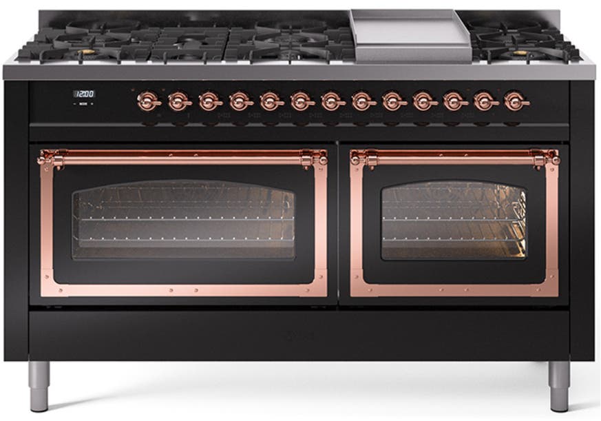 Ilve UN60FNMPBKP Glossy Black With Copper Knobs, Natural Gas