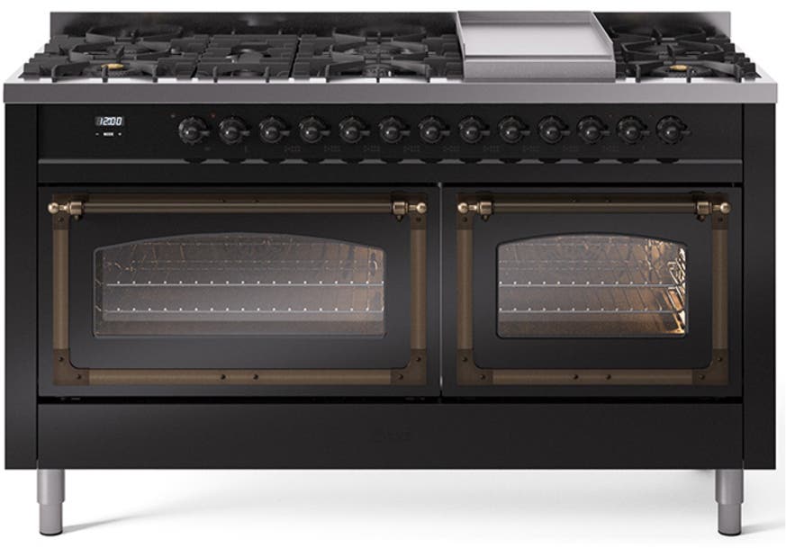 Ilve UN60FNMPBKB Glossy Black With Bronze Knobs, Natural Gas
