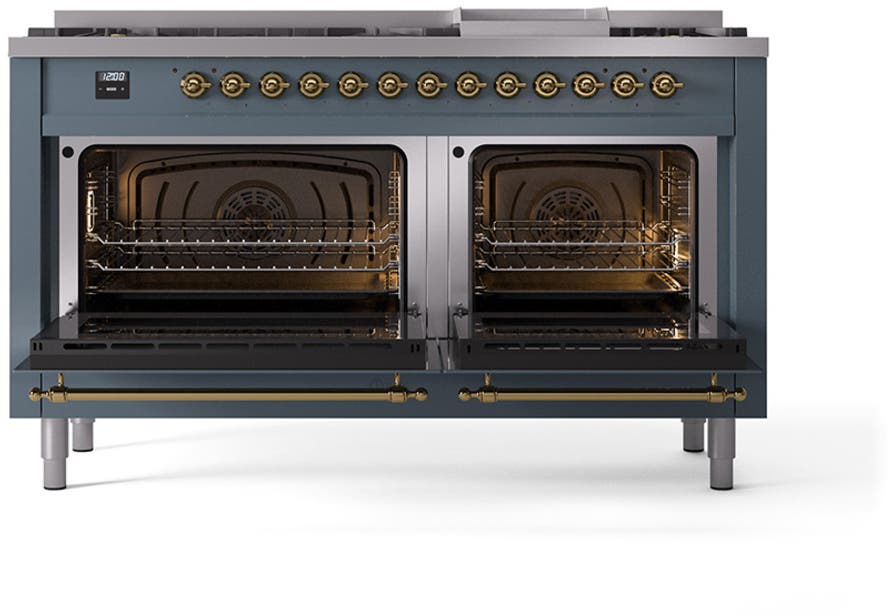Ilve UN60FNMPBGG Blue Grey With Brass Knobs, Natural Gas