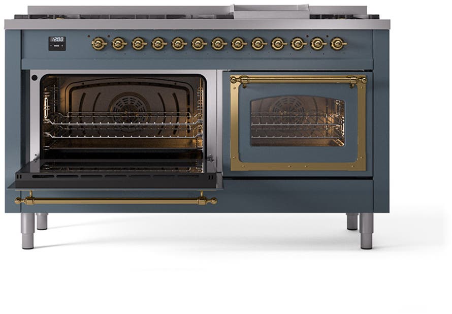 Ilve UN60FNMPBGG Blue Grey With Brass Knobs, Natural Gas