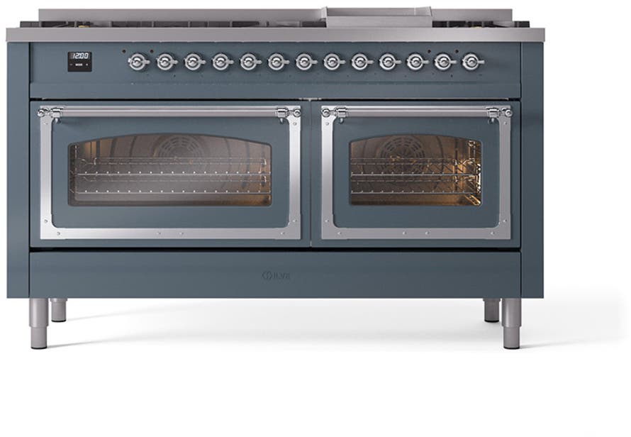 Ilve UN60FNMPBGCLP Blue Grey With Chrome Knobs, Liquid Propane