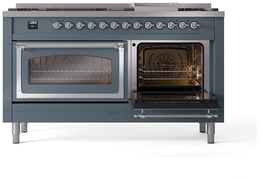Ilve UN60FNMPBGC Blue Grey With Chrome Knobs, Natural Gas