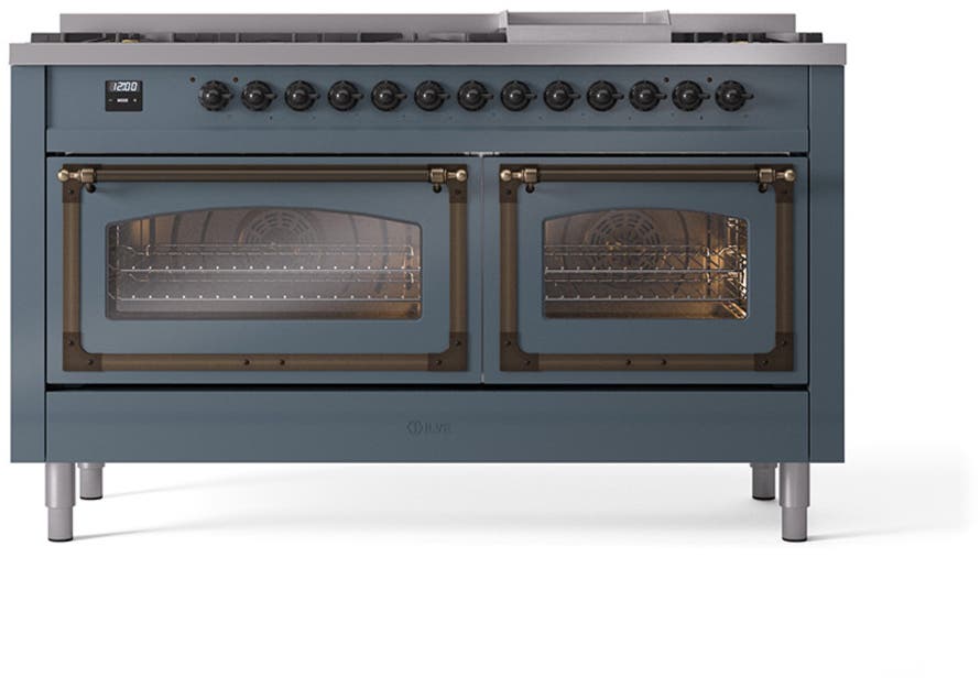 Ilve UN60FNMPBGB Blue Grey With Bronze Knobs, Natural Gas