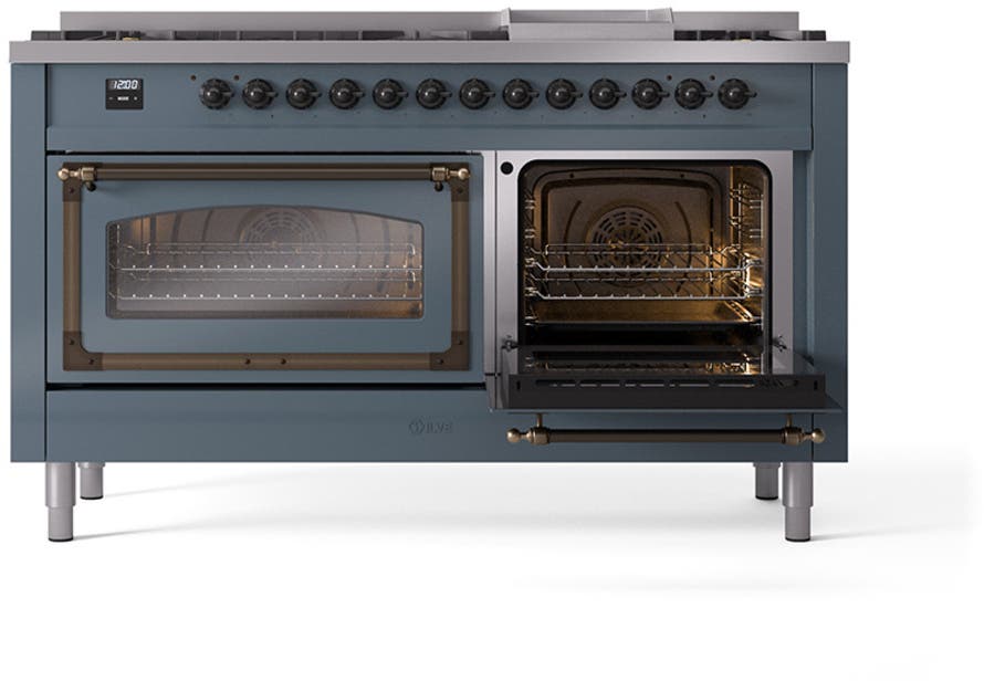 Ilve UN60FNMPBGB Blue Grey With Bronze Knobs, Natural Gas