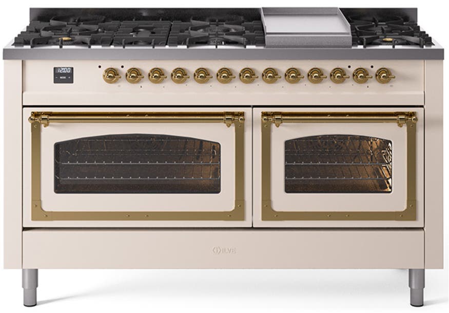 Ilve UN60FNMPAWGLP Antique White With Brass Knobs, Liquid Propane