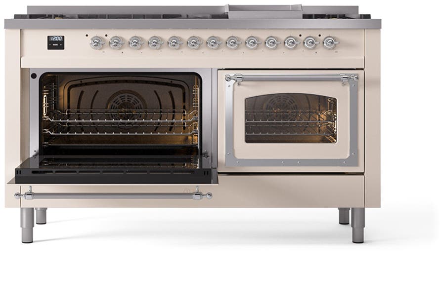 Ilve UN60FNMPAWCLP Antique White With Chrome Knobs, Liquid Propane