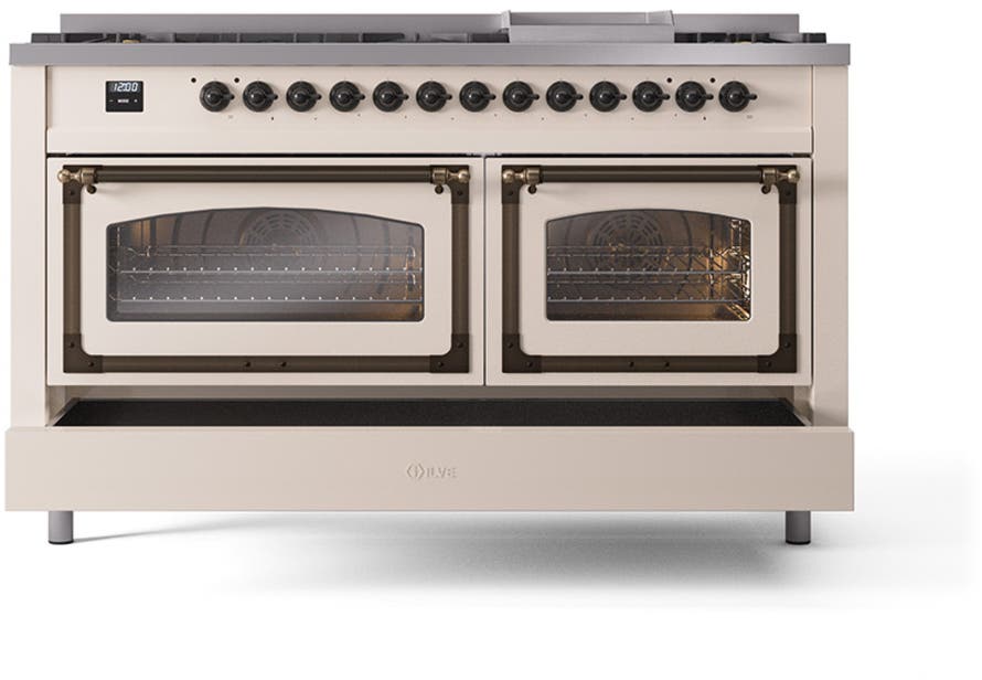 Ilve UN60FNMPAWB Antique White With Bronze Knobs, Natural Gas