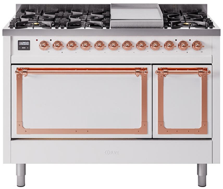 Ilve UN48FQNMPWHP White With Copper Knobs, Natural Gas
