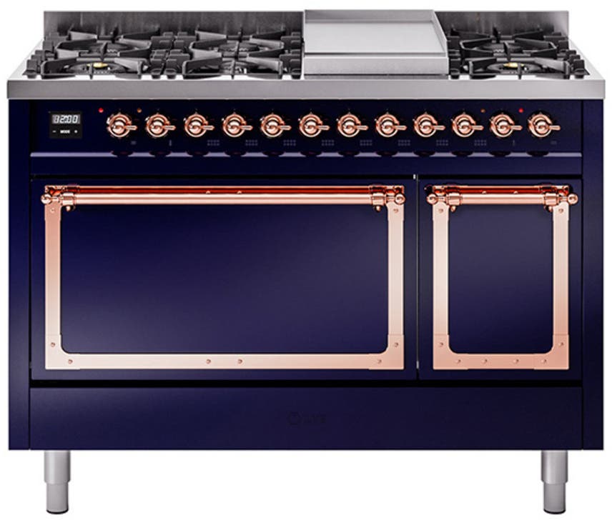 Ilve UN48FQNMPMBP Midnight Blue With Copper Knobs, Natural Gas