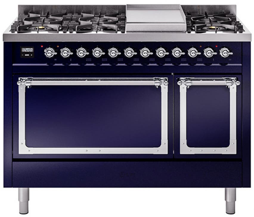 Ilve UN48FQNMPMBCLP Midnight Blue With Chrome Knobs, Liquid Propane